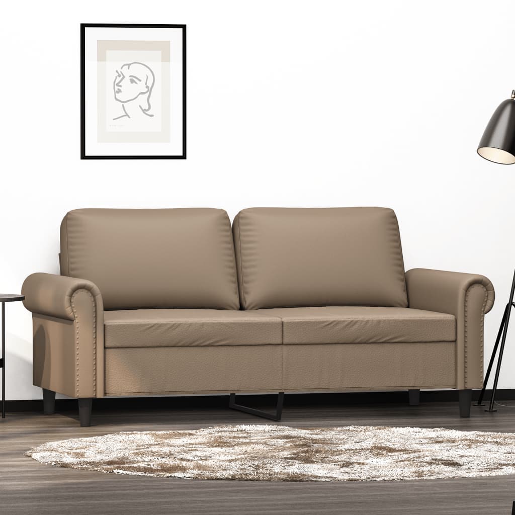 2-seater sofa 140 cm in cappuccino-colored faux leather