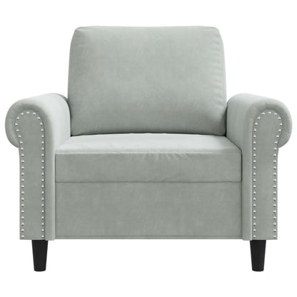 60 cm light grey velvet armchair