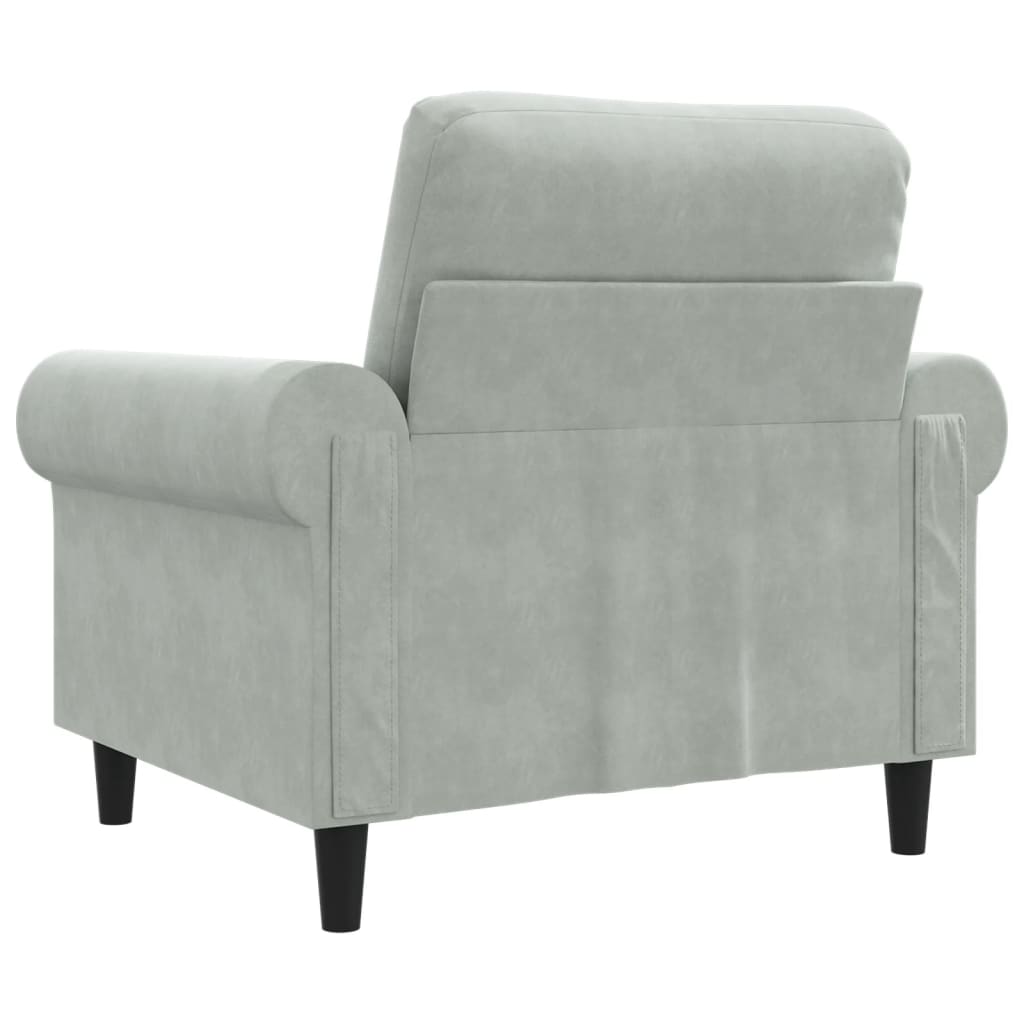 60 cm light grey velvet armchair