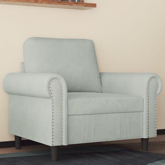 60 cm light grey velvet armchair