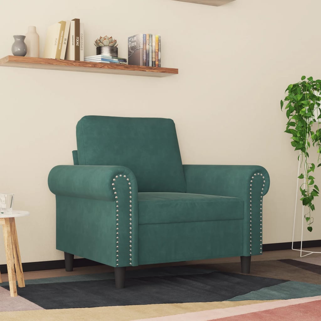 60 cm dark green velvet armchair