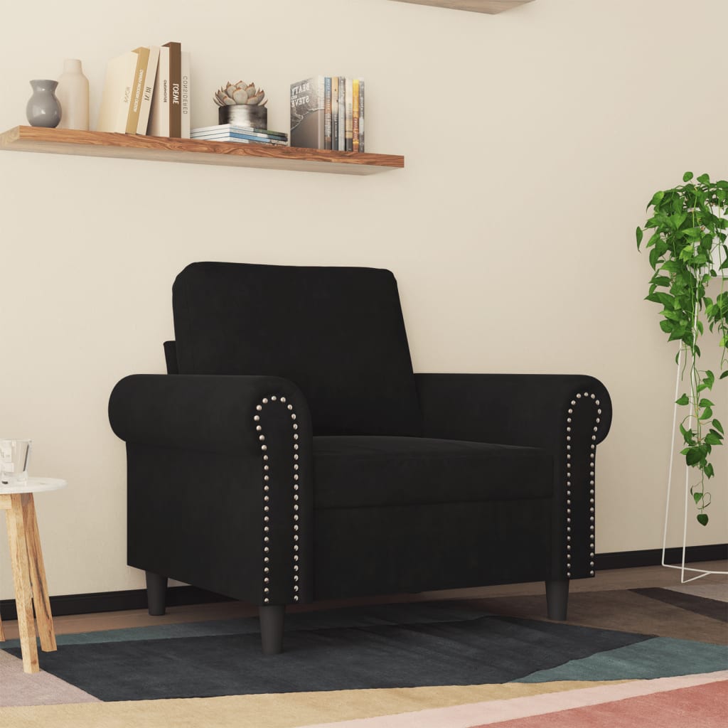 60 cm black velvet armchair