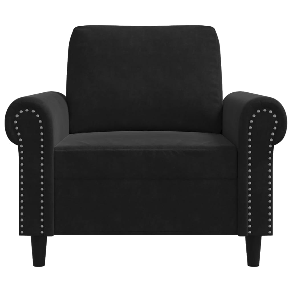 60 cm black velvet armchair