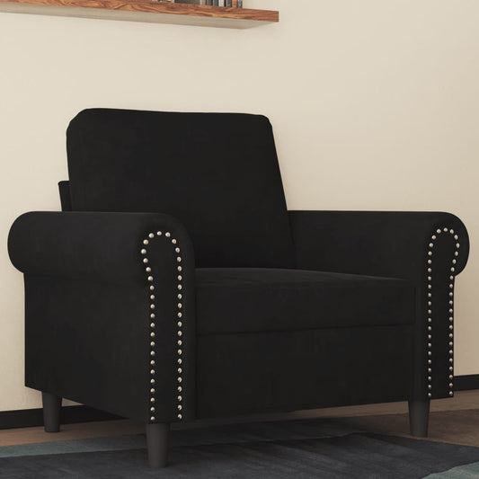 60 cm black velvet armchair