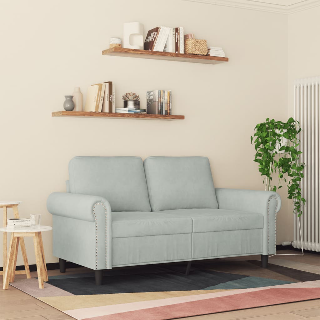 2-seater sofa 120 cm light grey velvet