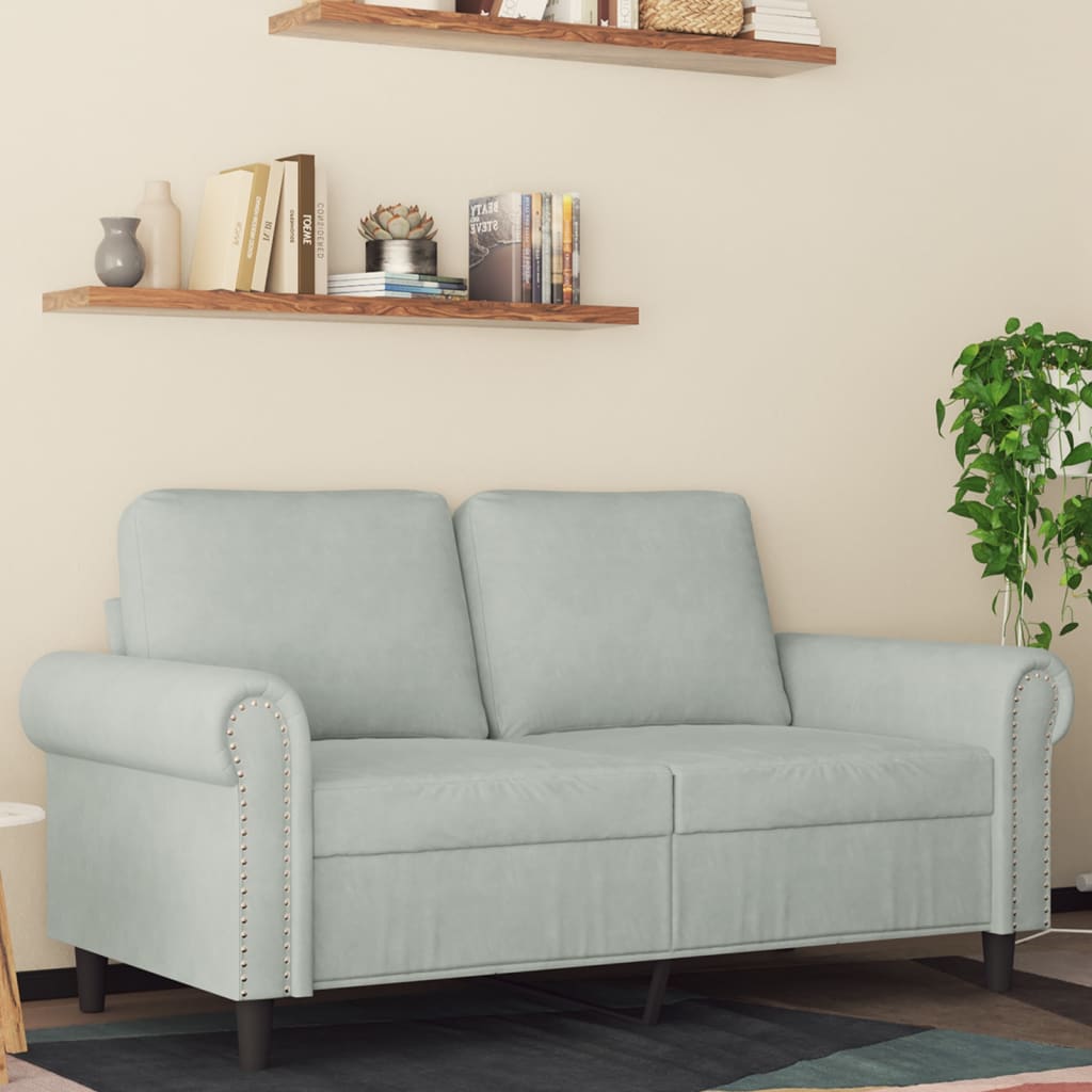 2-seater sofa 120 cm light grey velvet