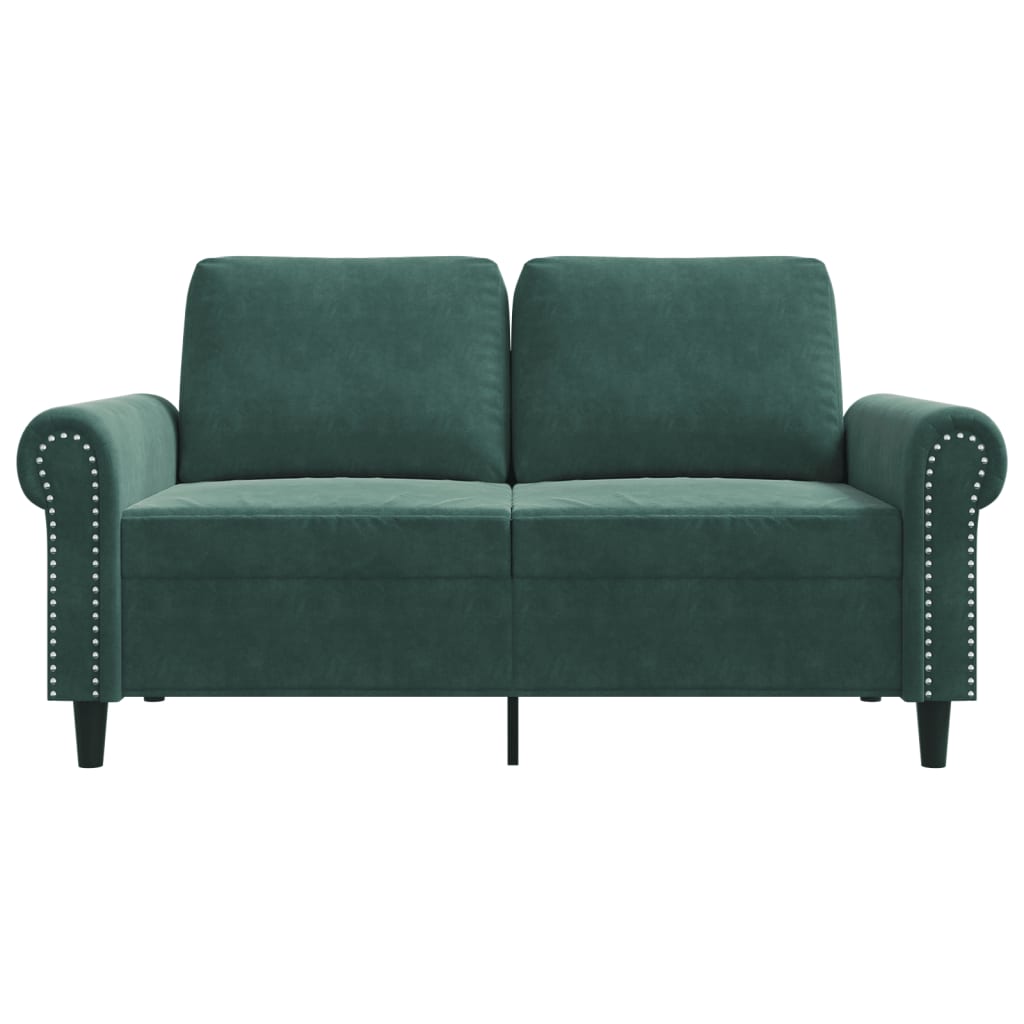 Sofá de 2 lugares 120 cm veludo verde-escuro