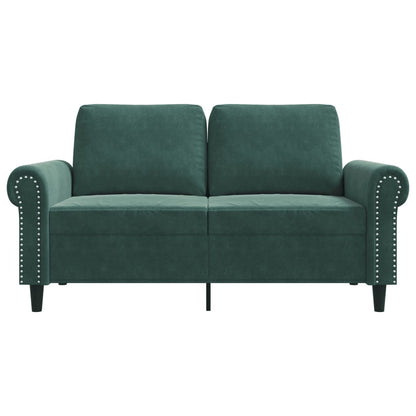 Sofá de 2 lugares 120 cm veludo verde-escuro