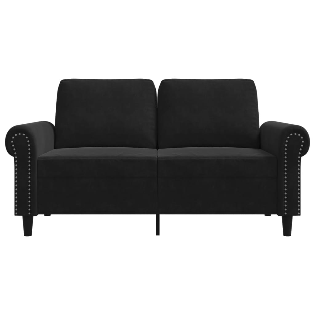 Sofá de 2 lugares veludo 120 cm preto