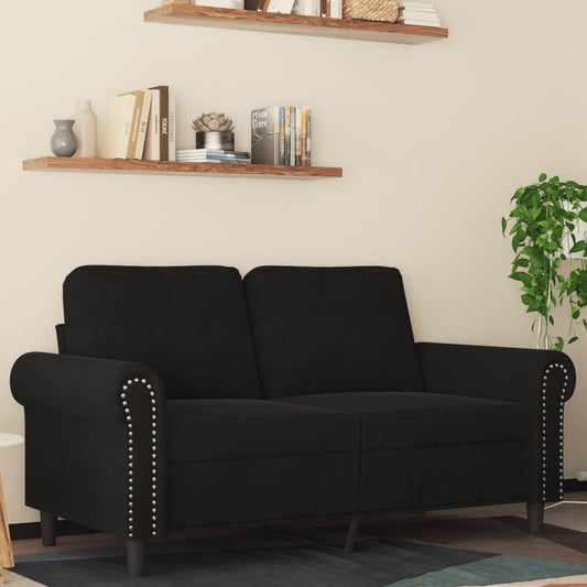 2-seater velvet sofa 120 cm black