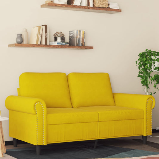 2-seater velvet sofa 120 cm yellow