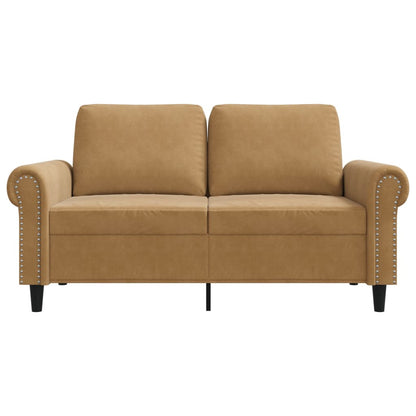 2-seater velvet sofa 120 cm brown