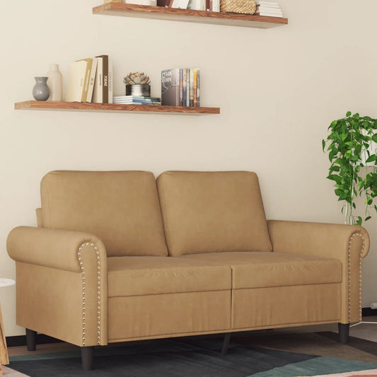 2-seater velvet sofa 120 cm brown