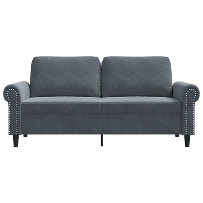Sofá de 2 lugares 140 cm veludo cinza-escuro