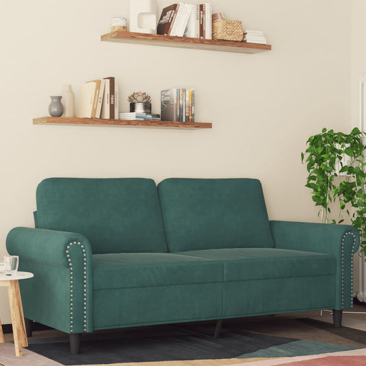2-seater sofa 140 cm dark green velvet