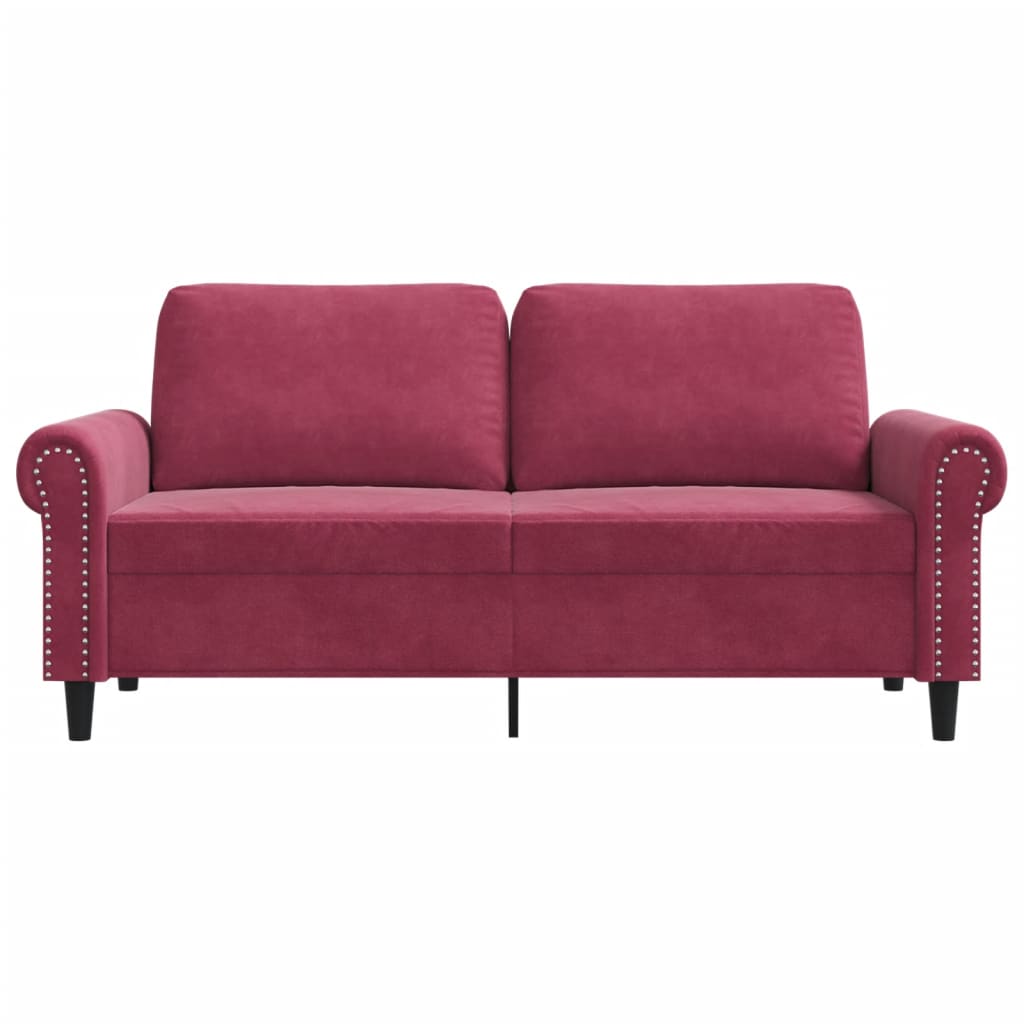 2-seater velvet sofa 140 cm red