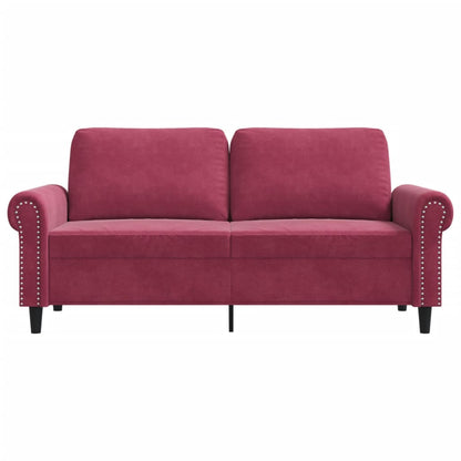 2-seater velvet sofa 140 cm red