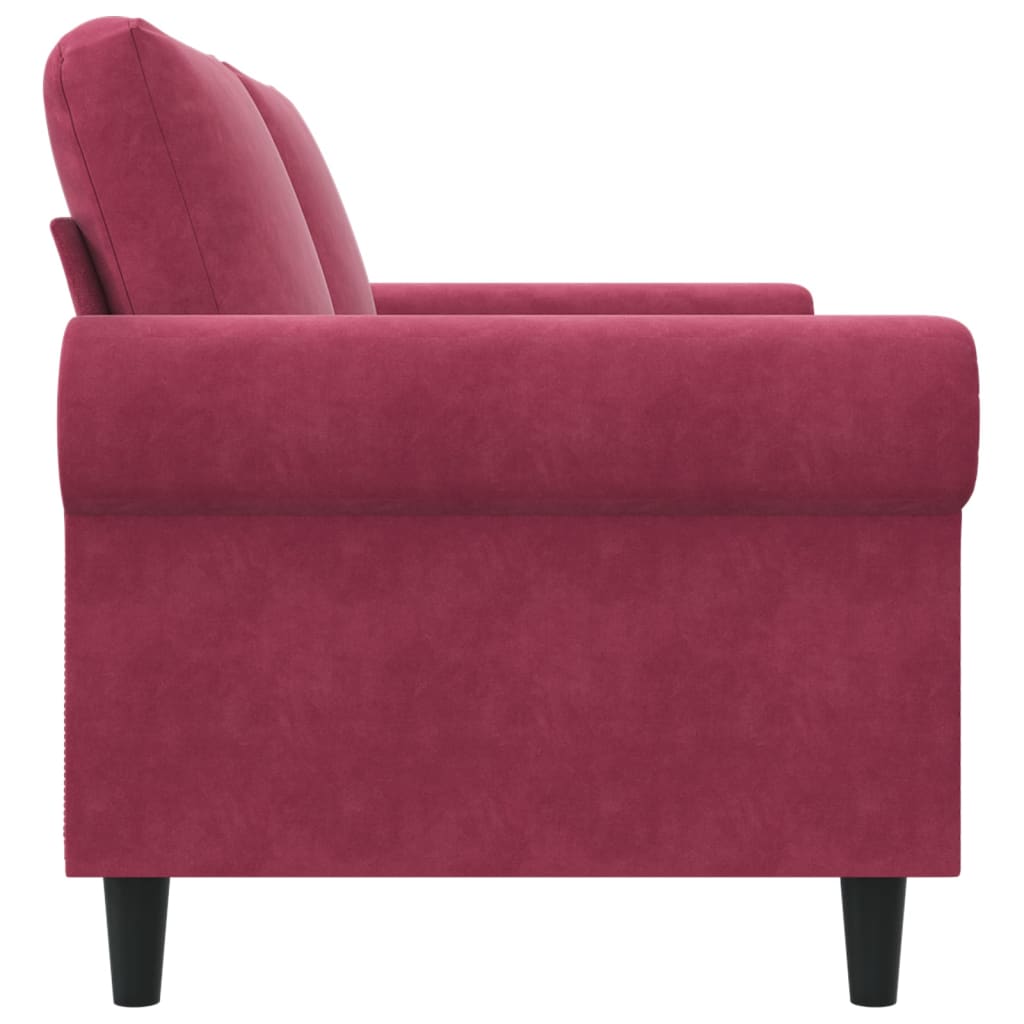 2-seater velvet sofa 140 cm red