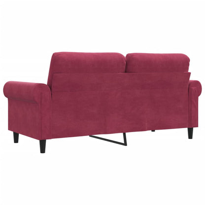 2-seater velvet sofa 140 cm red