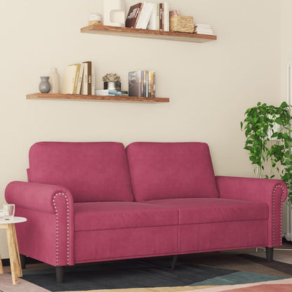 2-seater velvet sofa 140 cm red