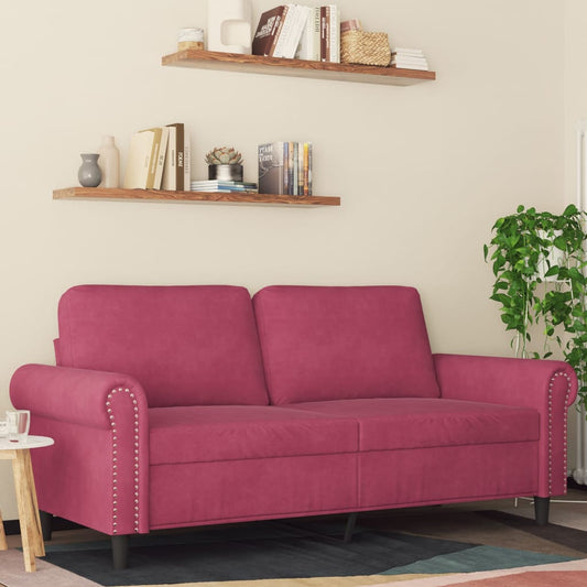 2-seater velvet sofa 140 cm red