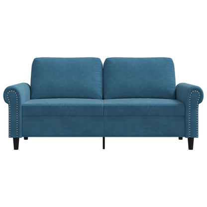 Sofá de 2 lugares veludo 140 cm azul