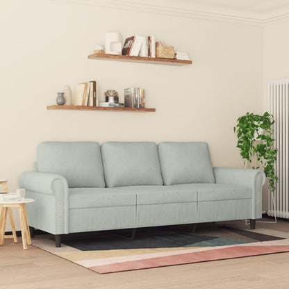 Sofá de 3 lugares 180 cm veludo cinzento-claro
