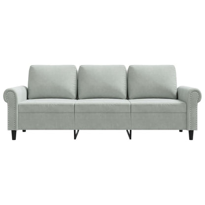 Sofá de 3 lugares 180 cm veludo cinzento-claro