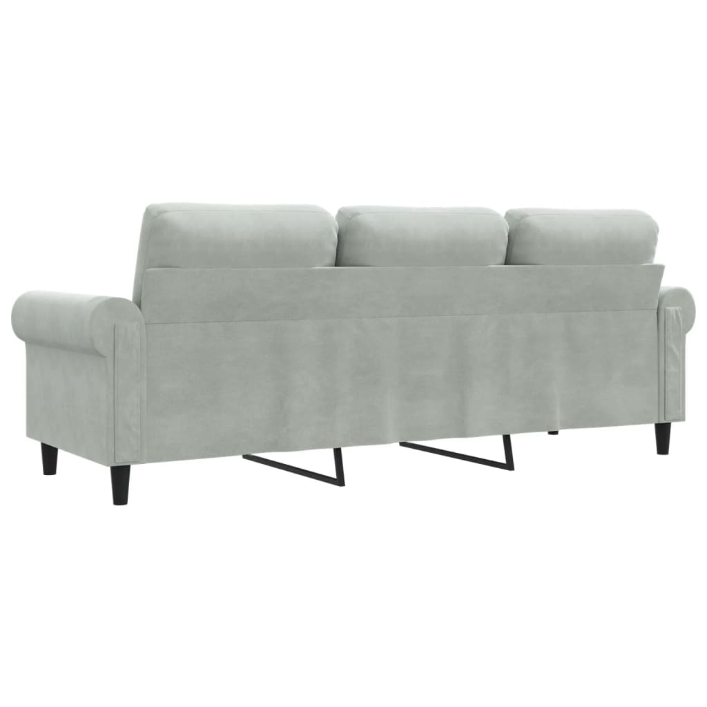 Sofá de 3 lugares 180 cm veludo cinzento-claro