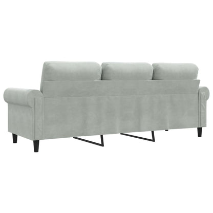 Sofá de 3 lugares 180 cm veludo cinzento-claro