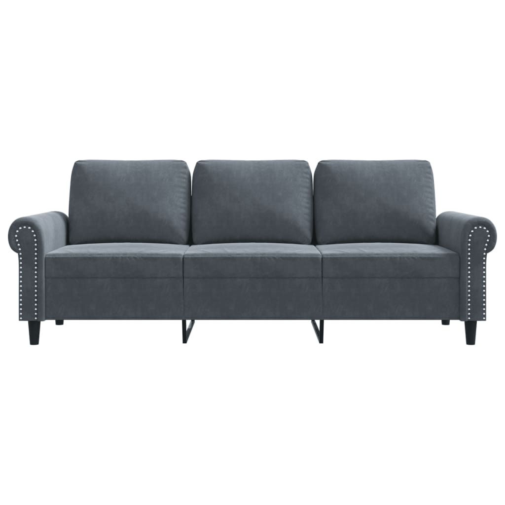 Sofá de 3 lugares 180 cm veludo cinza-escuro