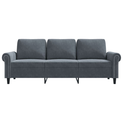 Sofá de 3 lugares 180 cm veludo cinza-escuro