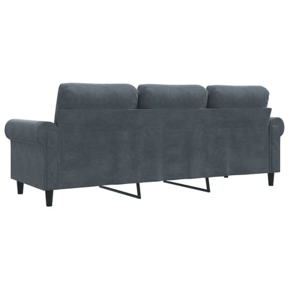 Sofá de 3 lugares 180 cm veludo cinza-escuro