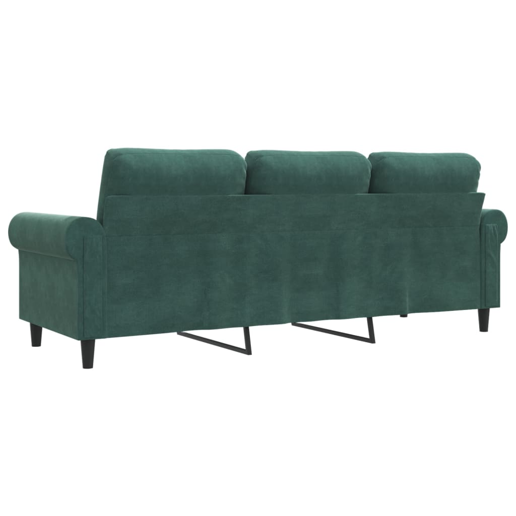 3-seater sofa 180 cm dark green velvet