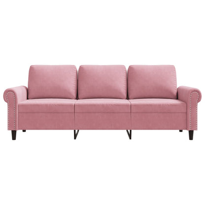 Sofá de 3 lugares 180 cm veludo rosa
