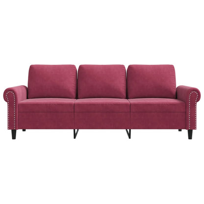 3-seater velvet sofa 180 cm red