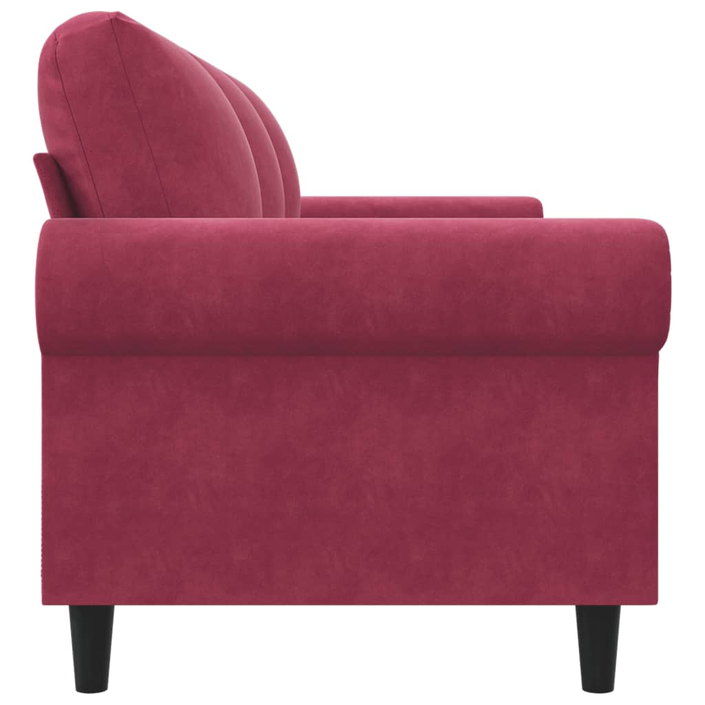 3-seater velvet sofa 180 cm red