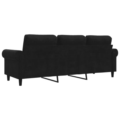 3-seater sofa 180 cm black velvet