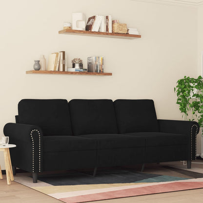 3-seater sofa 180 cm black velvet