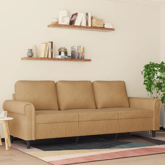 3-seater sofa 180 cm brown velvet