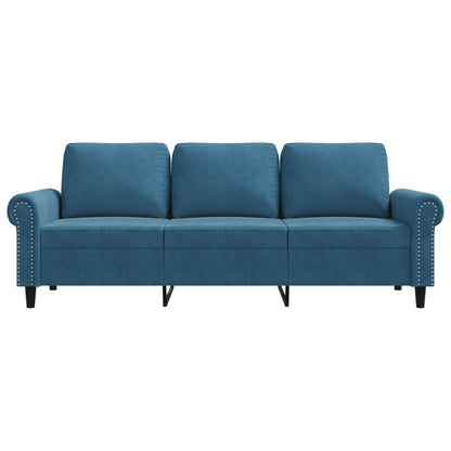 Sofá de 3 lugares 180 cm veludo azul