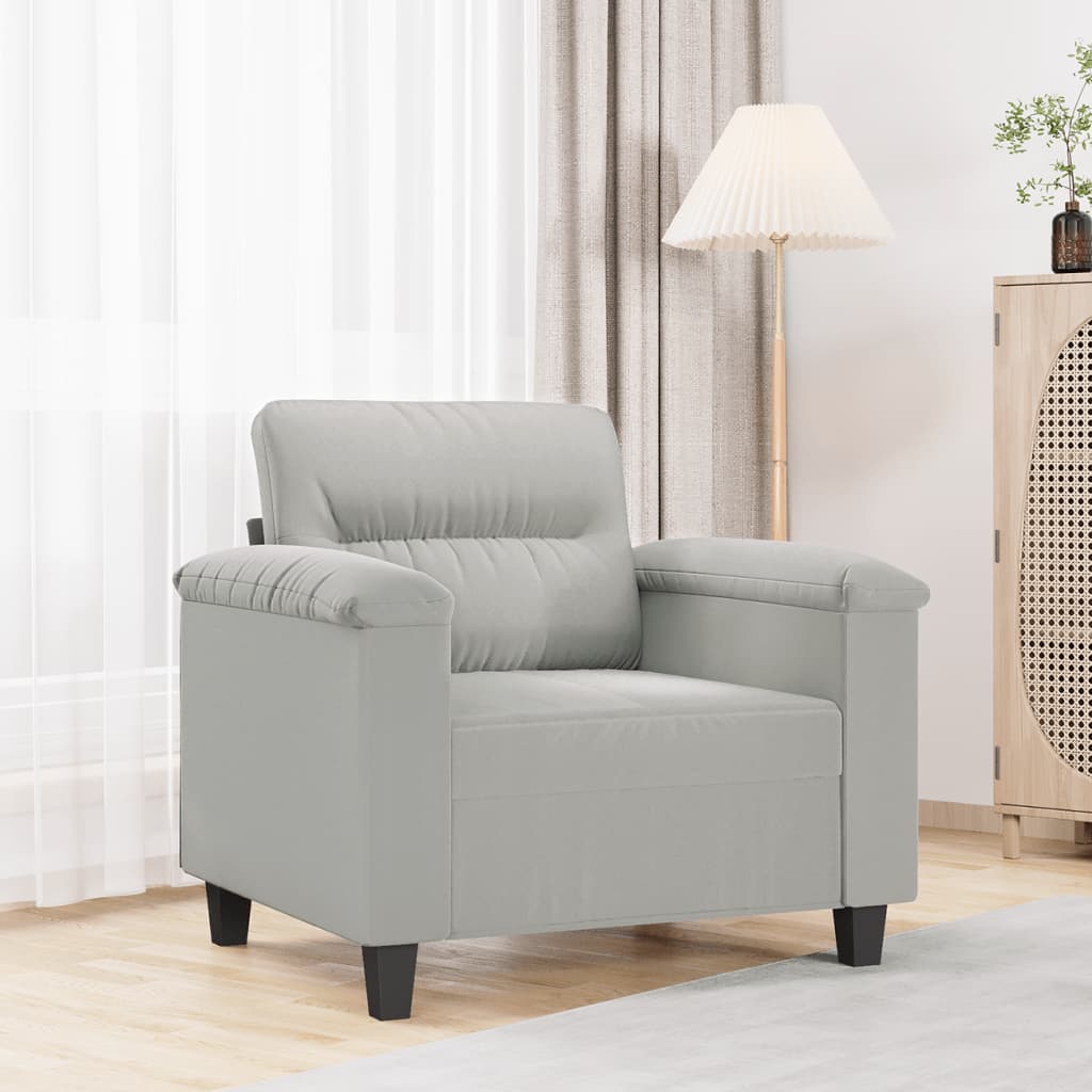 Armchair in microfiber fabric 60 cm light gray