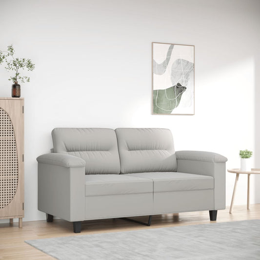 2-seater sofa 120 cm light grey microfibre fabric