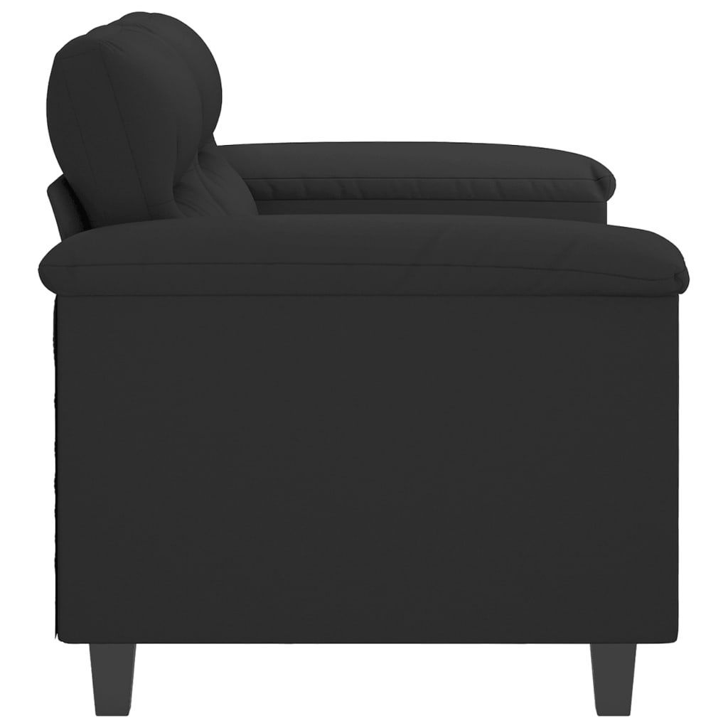 2-seater sofa 120 cm black microfiber fabric