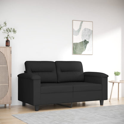 2-seater sofa 120 cm black microfiber fabric