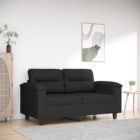 2-seater sofa 120 cm black microfiber fabric