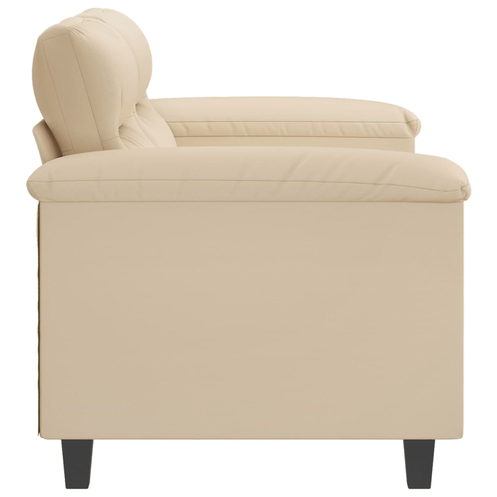 2-seater sofa 120 cm cream-colored microfiber fabric