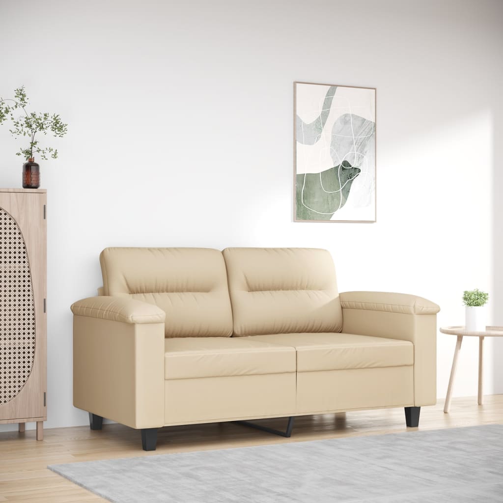2-seater sofa 120 cm cream-colored microfiber fabric