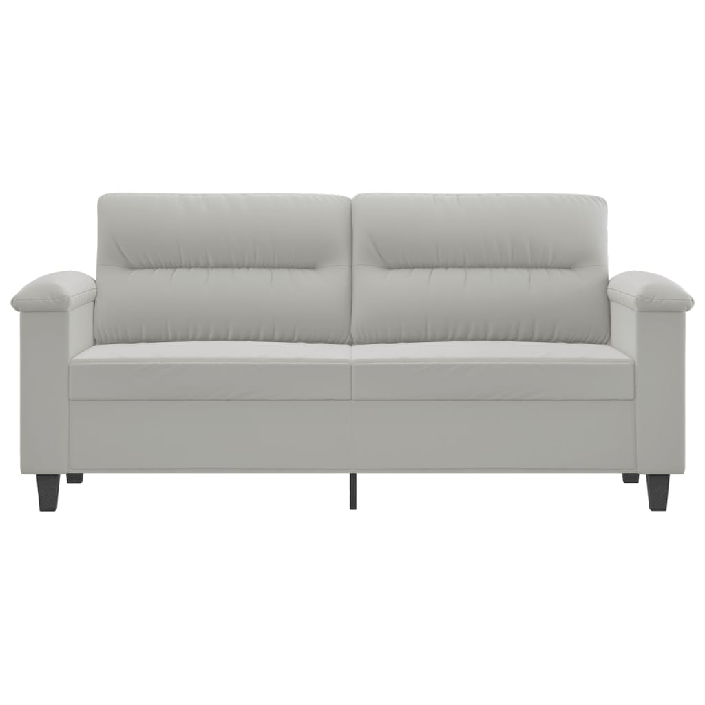 2-seater sofa 140 cm light grey microfibre fabric