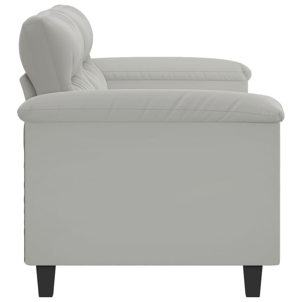 2-seater sofa 140 cm light grey microfibre fabric
